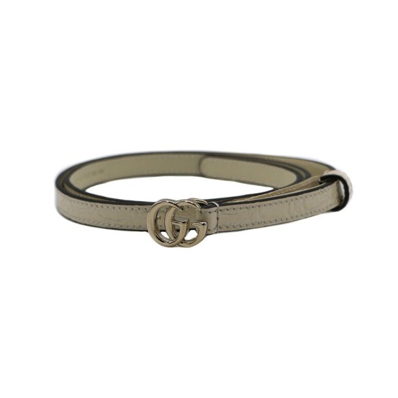 13066 - Gucci White Leather Thin Belt 703327